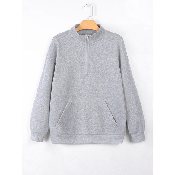 🌟 minimalist Half Zip Kangaroo Pocket Sweatshirt - Picture 3 of 11